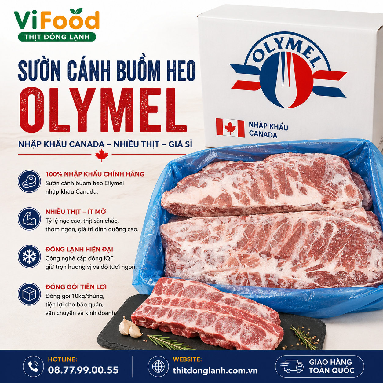Sườn Cánh Buồm Heo Olymel Giá Sỉ